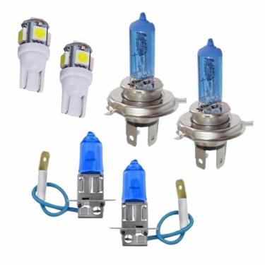 Imagem de Kit Lampadas Super Branca H4 H3 T10 Farol Alto Baixo Neblina