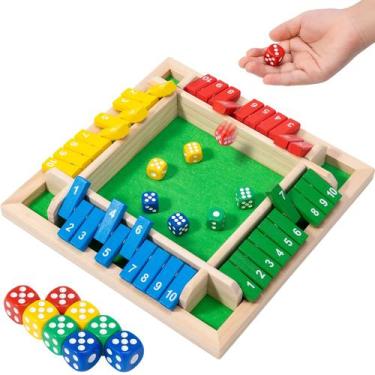 Imagem de Shut The Box Game Ineariu de madeira para 4 jogadores para festas