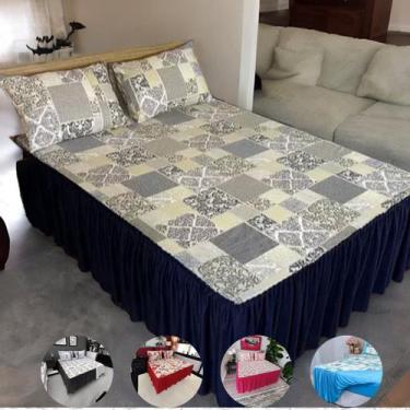 Imagem de Kit 2 Colcha Lençol Com Elástico Super King Puro Algodão - Tudodicasa