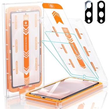 Imagem de MRGLAS 2 + 2 pacotes para Samsung Galaxy S25 Edge protetor de tela de 6,7 polegadas com protetor de lente de câmera [remoção automática de poeira] [100% desbloqueio de impressão digital] HD 9H vidro