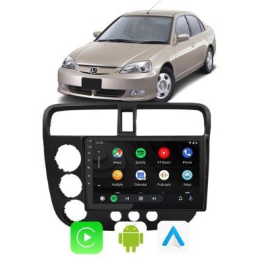 Imagem de Kit Multimidia Carplay Honda Civic 01 02 03 05 06 Ar Analógico 9" Goog