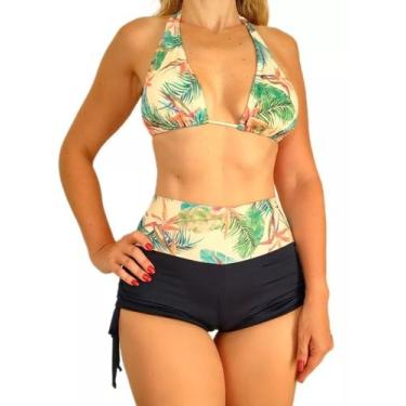 Imagem de Biquíni Shorts Cintura Alta E Top Cortinão Com Bojo - Vila Beach Wear,