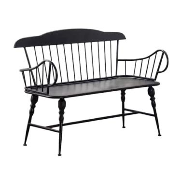 Imagem de YAYAOVP-24927 Banco externo varanda externa com assento de apoio de braço, assento de lazer Park Terrace preto (120 cm) bancos de jardim