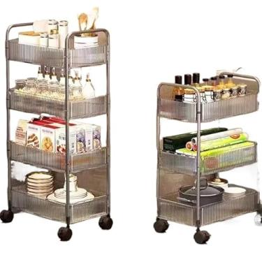 Imagem de Carrinho Estante Pequeno Acrilico Multiuso Com Rodinha 3 Andares (4 andare (20x32x88cm))