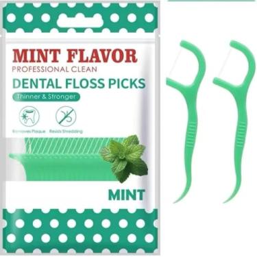 Imagem de Fio Dental 100 Unidades Hastes de Algodão Ultra Deslizantes Limpeza Interdental Adulto Criança Kids Sabor Menta