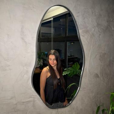 Imagem de Espelho Decorativo Grande Pedra 50x80 Orgânico de Parede para Cozinha 