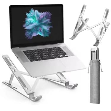 Imagem de Suporte para Notebook em Alumínio Resistente Dobrável e Ajustável Suporte de Mesa com Altura Regulável Portátil Base para Laptop e Tablet, Apoiador de Notebook