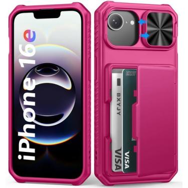 Imagem de Capa BXYJY para iPhone 16e com porta-cartão de crédito (4-5 cartões), 