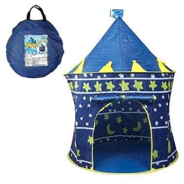 Imagem de Barraca Infantil Castelo Príncipe, Tenda Dobrável com 50 Bolinhas, 135x105x105cm, Azul com Estrelas