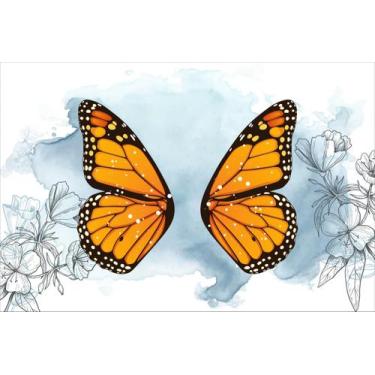 Imagem de Painel de Tecido Sublimado Asas de Borboleta Fundo Aquarela  - Fabrika