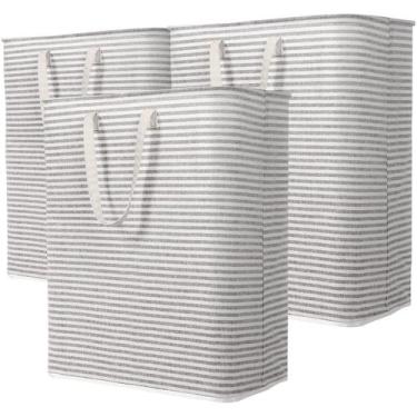 Imagem de Cesto de roupa suja Lifewit Large Dobrável, Pacote com 3, 125 L, cinza