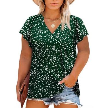 Imagem de Blusa feminina Eytino Plus Size Boho com estampa floral em chiffon 4X
