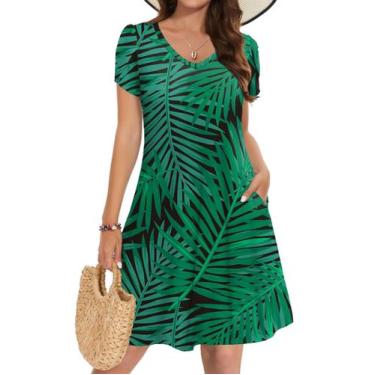 Imagem de Vestido de verão Zeagoo feminino verde Tie Dye de manga curta