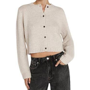 Imagem de Suéter leve feminino Cardigan Cioatin tricotado com botões