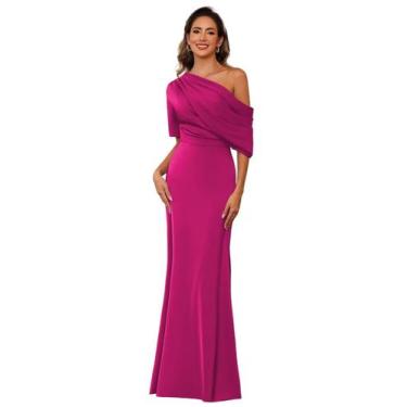 Imagem de Vestido BITALY Mother of the Bride, fúcsia, cetim, até o chão