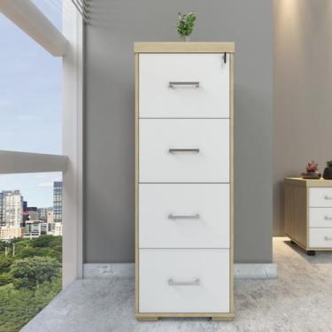 Imagem de Arquivo Artany Tamburato Com 4 Gavetas Cor Carvalho Com Branco