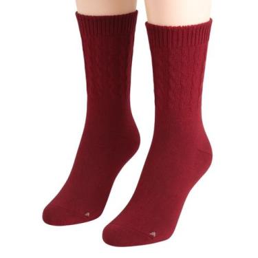 Imagem de Par de Meias Feminina Cano Médio Fitness Aeróbica Apollo, Vermelho