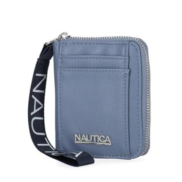 Imagem de Nautica Carteira feminina pequena Everglades, carteira compacta e fina, carteira para cartão de crédito com janela para identidade, porta-moedas com zíper, Para Barco