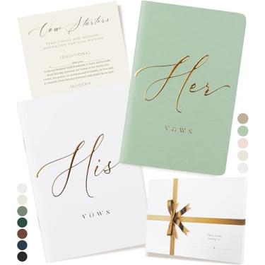 Imagem de ARTESORI Livro de votos de casamento para ela e ele, toque suave, gravação em ouro, 28 páginas alinhadas, livros de votos de casamento dele e dela, essenciais de casamento, presentes para lista de