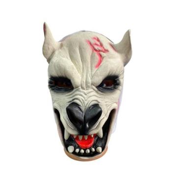 Imagem de Fantasia Mascara Lobisomem Branco com capuz assustado- - Genérica
