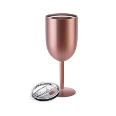 Imagem de Taça Térmica 480ml Parede Dupla com Tampa Ideal para Gin, Drinks, Vinho e Bebidas Geladas por Mais Tempo(Rose)