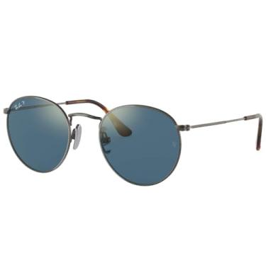 Imagem de Ray-Ban Óculos De Sol Redondos Titânio Rb8247, Espelhados, Polarizados, Semibrilhantes, Azul/Dourado, 50 Mm