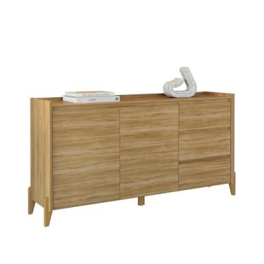 Imagem de Aparador Buffet Rennes 2 Portas 3 Gavetas Pés Madeira Maciça Hanover