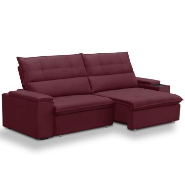 Imagem de Sofá Retrátil Reclinável Para Sala 3 Lugares 250cm Niels F04 Veludo Vermelho - Lyam Decor