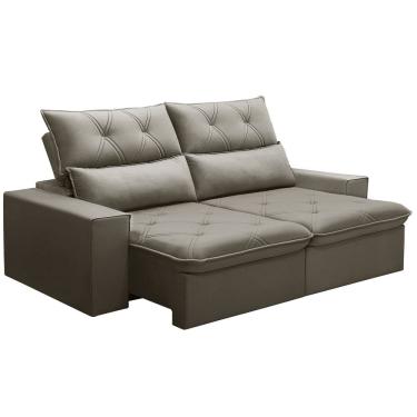 Imagem de Sofá Retrátil Reclinável Para Sala 3 Lugares 210cm Aires F04 Veludo Marrom Claro - Lyam Decor