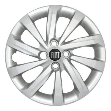 Imagem de Calota Aro 15 Fiat Strada 2021 2022 2023 Prata + Emblema - GFM, Emblem
