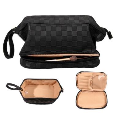 Imagem de Bolsa de maquiagem Abiudeng grande impermeável para mulheres - preta