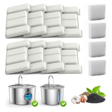 Imagem de Elyblo Filtro Bebedouro Gato, Filtros de Reposição para Bebedouros com 8 Elementos Filtrantes e 4 Algodão Filtrante, Filtros Refil Fonte Bebedouro de Quatro Camadas, Filtro Refil Comedouros