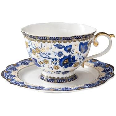 Imagem de Conjunto de pires de xícara de chá de leite, jarra de açúcar, canecas de chá, vendidas separadamente, presentes de casamento, azul, branco, porcelana, 200 ml