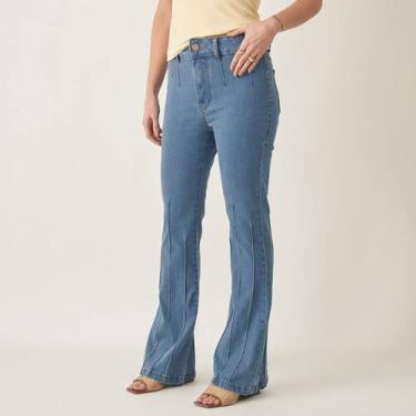 Imagem de Calça Jeans Flare Cintura Alta com Nervuras - Bloom, Jeans delavê, 44
