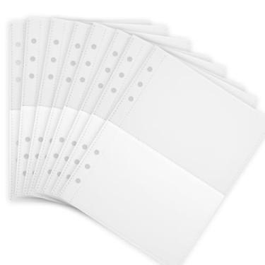 Imagem de Pacote com 20 capas transparentes A5 com 6 argolas para fichário, 2 bolsos, protetores de página de plástico para fichário A5 de 6 anéis, cartões fotográficos, cartões postais, fotos