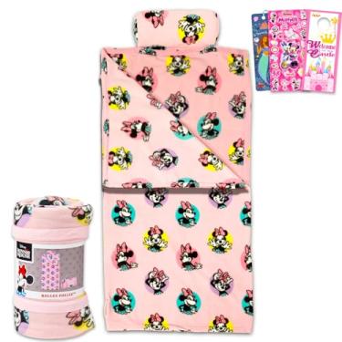 Imagem de Conjunto de saco de dormir Minnie Mouse – Pacote com saco de dormir macio Disney com travesseiro, mais para crianças, meninas | Saco de dormir Minnie 68,5 x 139,7 cm