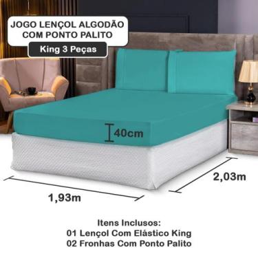 Imagem de Jogo de Cama Lençol Queen 3 Peças 100% Algodão Percal 200 Fios - gaby 