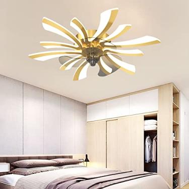 Imagem de Ventoinhas silenciosas de 72 W com luzes de teto e aplicativo, reversível, ventilador de 6 velocidades com controle remoto, luzes de teto LED com temporizador para quarto, sala de jantar, ventilador