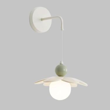 Imagem de Arandelas de Parede, Lâmpada de Parede em Creme Francês Quarto Criatividade Nórdica Corredor Arame Pendurado Arandela Moderno Emalista Esfera de Vidro Leitor Luminária de Cabeceira para Sala de Estar