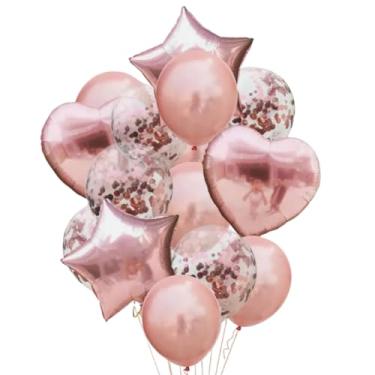 Imagem de Kit Buquê de Balões Metalizados 14 Peças para Festa – Decoração de Aniversário, Amor, Casamento ou Dia dos Namorados (ROSE GOLD)