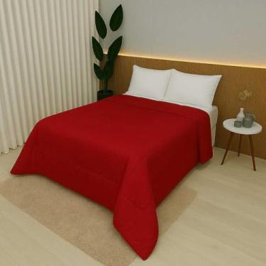 Imagem de Edredom 100% Algodão 400 Fios Dupla Face Casal Queen King Antialérgico Grosso Para Inverno(Vermelho,Solteiro)