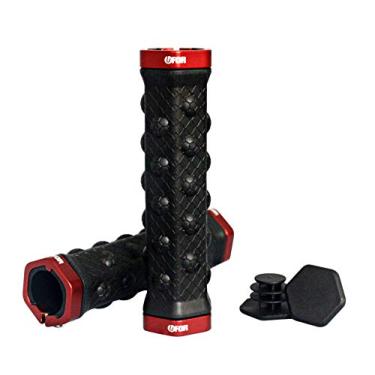 Imagem de Aderência de bicicleta de borracha com trava UFOR Goalkeeper, com grampos de bloqueio hexagonal de alumínio, 131 mm, feito em Taiwan, Vermelho