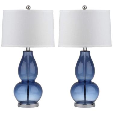 Imagem de Abajur Luminária de Mesa, Estilo Tradicional com 73 cm de Altura para Quarto, Sala de Estar e Escritório, 2 Un, 110V 100W, Safavieh, Azul