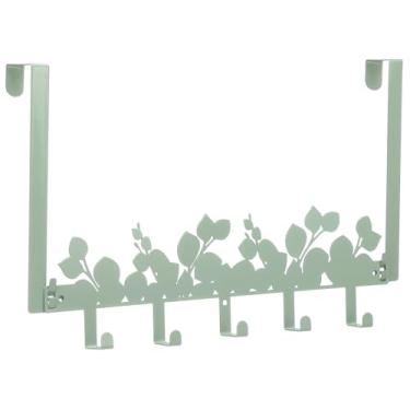 Imagem de AceOrbit Ganchos sobre a porta de folhas de eucalipto, suporte de parede, suporte de toalha, organizador de porta com 5 ganchos kawaii, casa de fazenda, rústico, decoração coquete para quarto, toalha