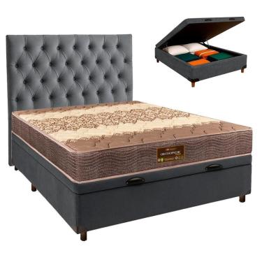 Imagem de Kit Cama Box Bau + Cabeceira + Colchão Casal D26 - Ortophedic - Sankonfort