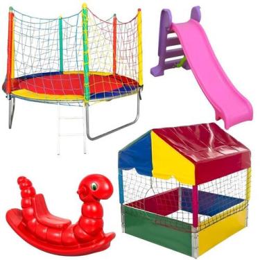 Imagem de Kit Pula Pula Trampolim 2,30m Piscina de Bolinhas Quadrada 1,00m Escor