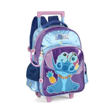 Imagem de Mochila Rodas Rodinhas Escolar Infantil Stitch 42402 Luxcel, ROXO