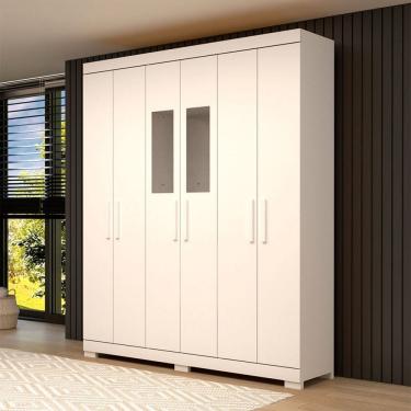 Imagem de Guarda-Roupa Casal Lana 6 Portas 2 Gavetas com Espelho 100% Mdf Branco - Acp Móveis