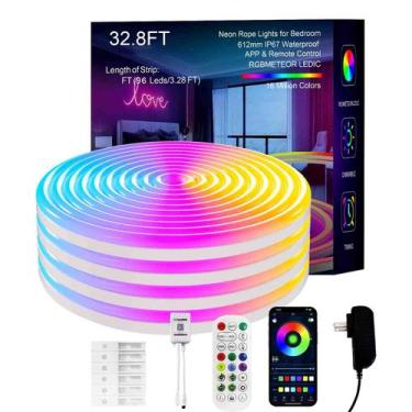 Imagem de Luzes de corda de néon MFWW 10m IC+RGB LED Strip Lights impermeáveis