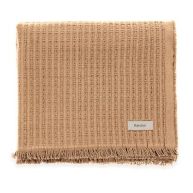 Imagem de Manta Sofá Poltrona Karsten Decorativa 100% Algodão Franja Atlanta - Pessêgo